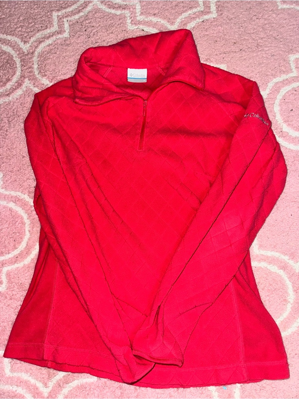 Columbia Red Quilted Half-Zip Pullover